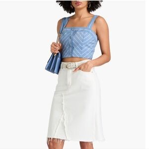 Veronica Beard Milton cropped striped poplin top